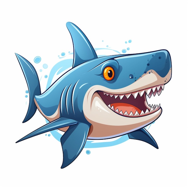 Colorful shark smiling cartoon on white background