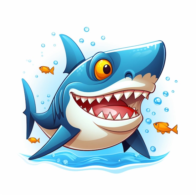 Colorful shark smiling cartoon on white background