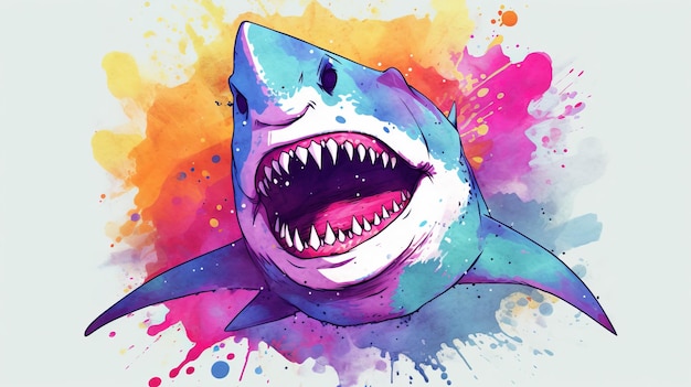 Premium Photo | A colorful shark with sharp teeth generative ai art