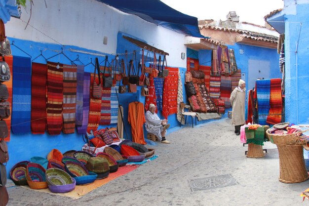 Colorful shawls for sale at market