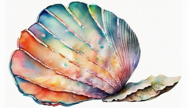 A colorful shell with a white background.