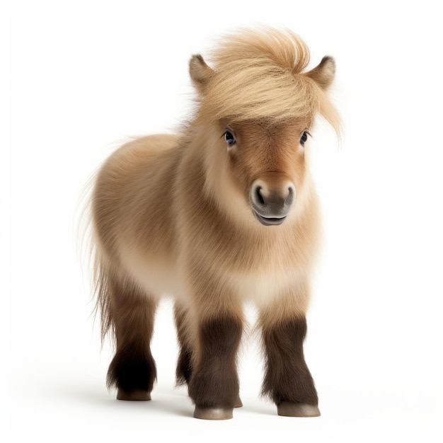 Colorful Shetland Pony Photo On White Background