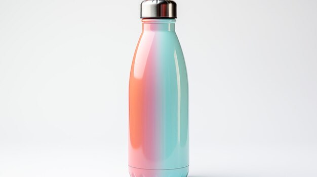 Photo colorful shiny metal water bottle holds liquid