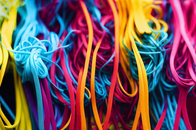 Photo colorful shoelaces arrangement on background