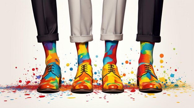 Colorful shoes with paint splatter