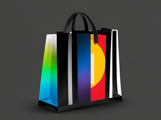 a colorful shopping bag isolated on black background black Friday icon