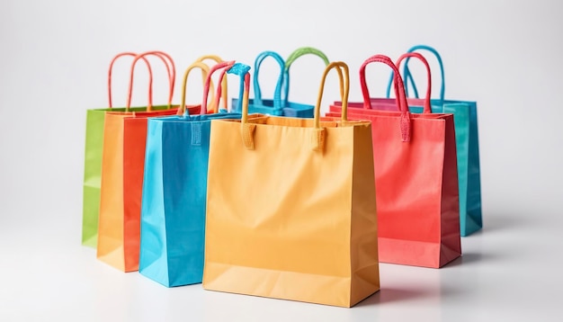 Colorful shopping bag isolated on white background