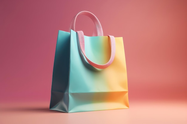 Colorful shopping bag on pastel background AI generated