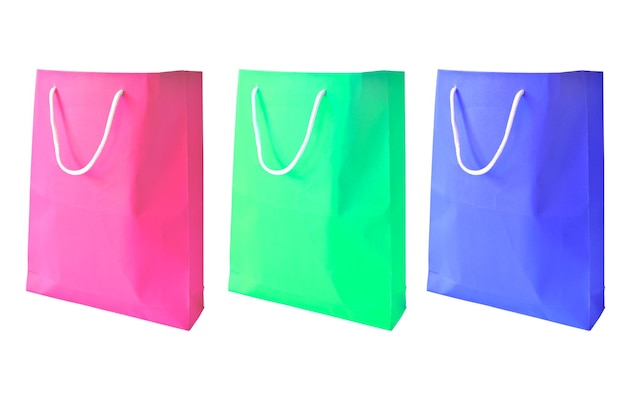 Фото Красочные сумки для покупок на белом фоне