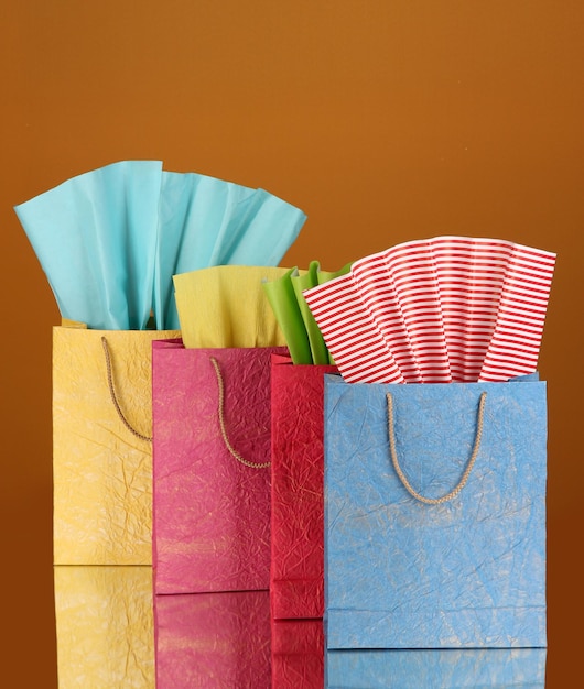 Colorful shopping bags on dark color background