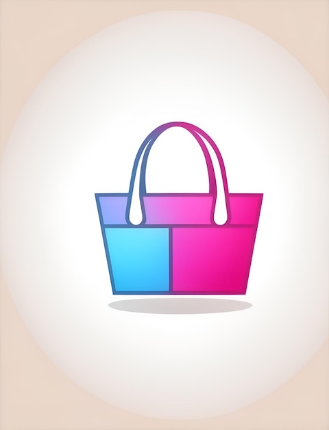 분홍색, 파란색, 보라색 가방이 달린 다채로운 쇼핑 바구니.