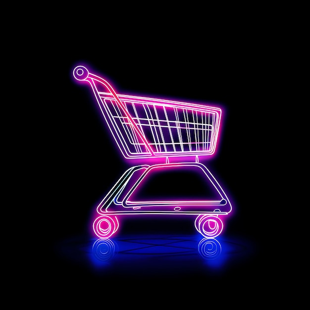 다채로운 쇼핑 카트 쇼파홀릭 핑크 지그자그 네온 라인 판매 태그 12 월 Y2K 그래디언트 라이트 아트