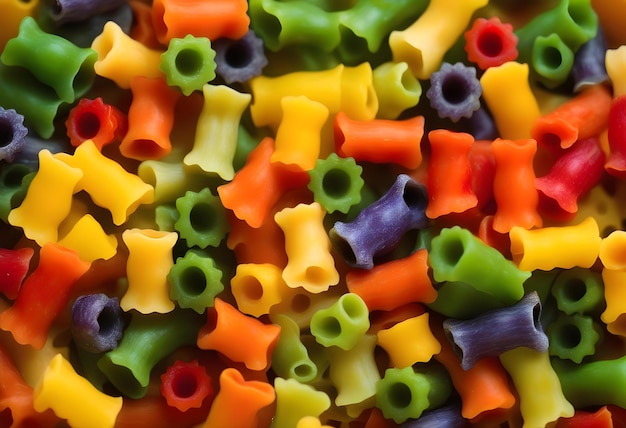 colorful short pasta