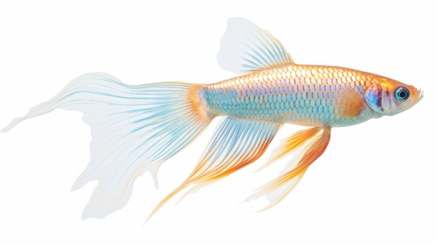Photo colorful siamese guppy fish on white background