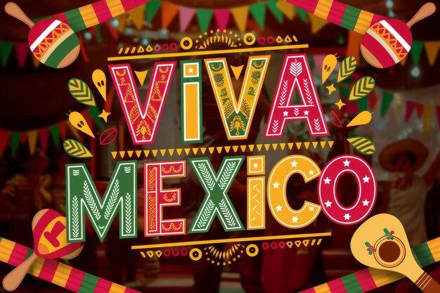 Photo colorful sign celebrating viva mexico