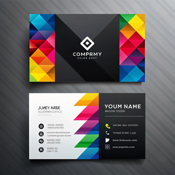 Photo a colorful sign that says quot set of business cards quot on it
