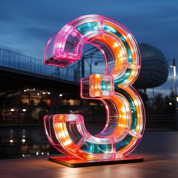 a colorful sign with the number 3 on it