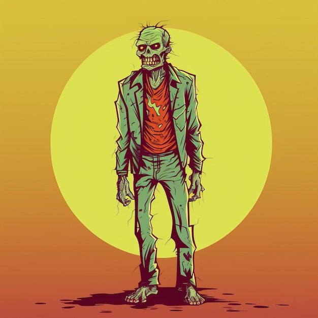 Colorful Silhouette Of A Zombie In Josan Gonzalez Style