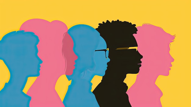 Colorful Silhouettes of Diverse People Profile