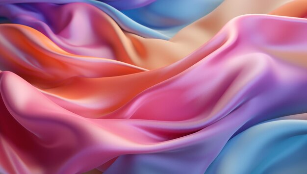 Colorful silk background A soft and elegant fabric with abstract waves Luxurious satin texture in pastel colors Perfect for artistic and romantic presentations Ai generative