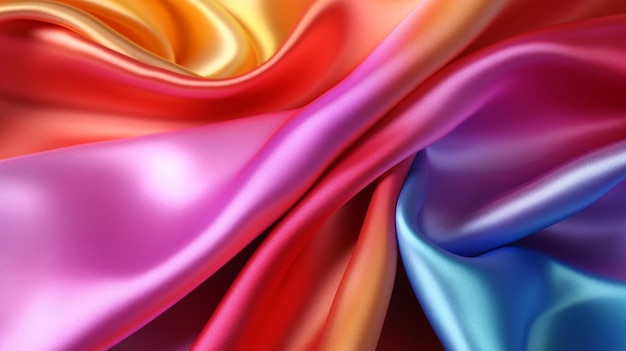 Foto un tessuto di seta colorato con uno sfondo colorato