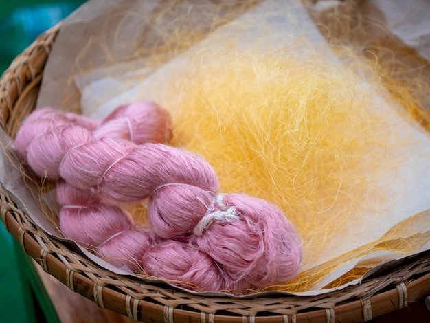 Colorful silk fiber ready to weave into silk cloth