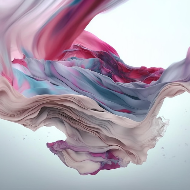 colorful silk floating in the wind abstract art ai generated