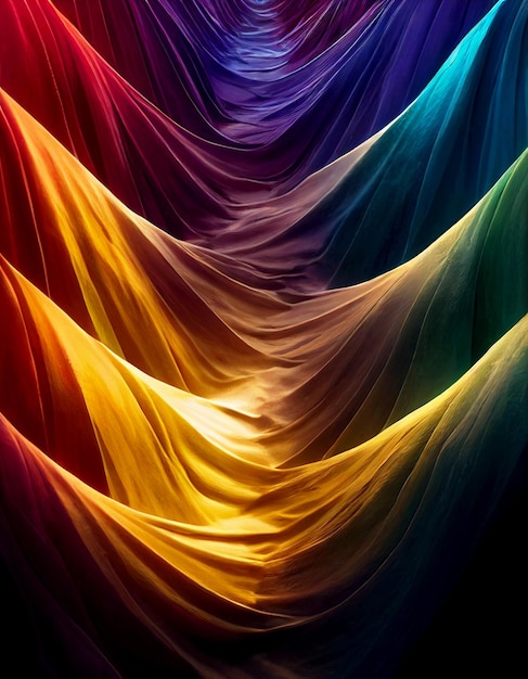 Colorful silk sheets 3d illustrated