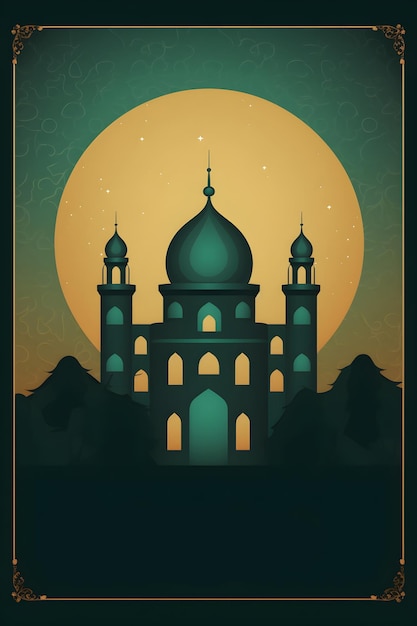Colorful simple decoration illustration for Happy Ramadan or EID Mubarak draft and greetings card template