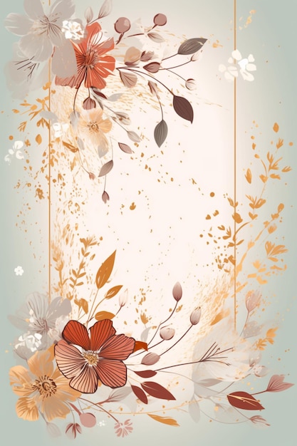 カラフルなシンプルな花の装飾イラスト背景テンプレート自然と花の創造的な配置バナー結婚式のカードの招待状のドラフト誕生日の挨拶やデザイン要素に適しています