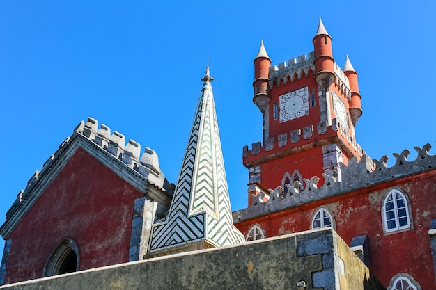 Colorful Sintra Palace in Lisbon, a UNESCO World Heritage Site.