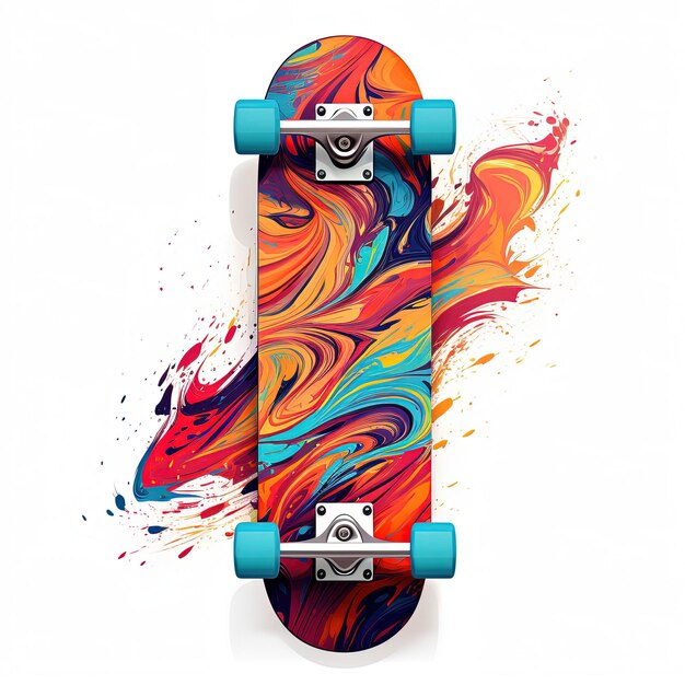 Colorful skateboard on white background