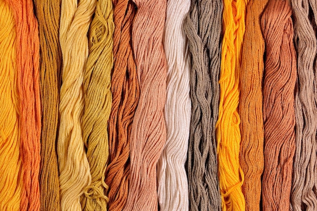 Colorful skeins of floss as background texture