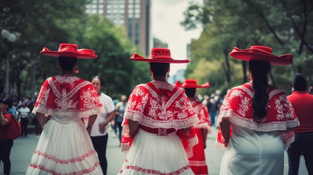 Foto gonne colorate volano durante le tradizionali danze messicane ia generativa