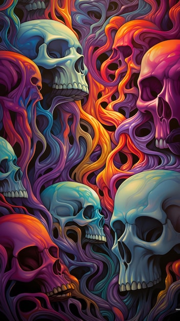 Flower Skull Wallpaper for iPhone 6 Plus