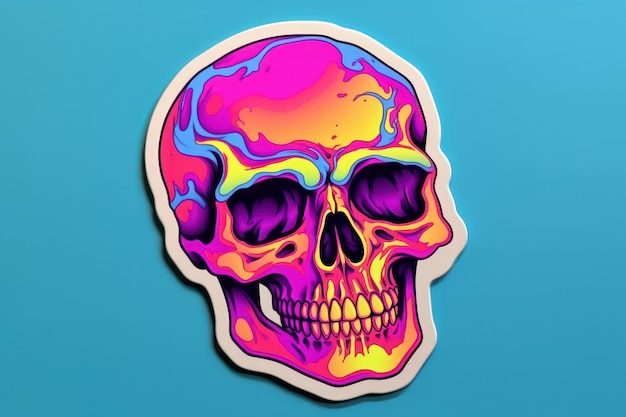 Colorful skull art sticker Beautiful illustration picture Generative AI