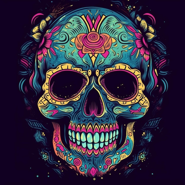 Colorful Skull for Cinco de Mayo and Day of the Dead