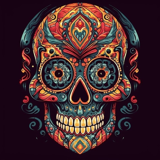 Colorful Skull for Cinco de Mayo and Day of the Dead