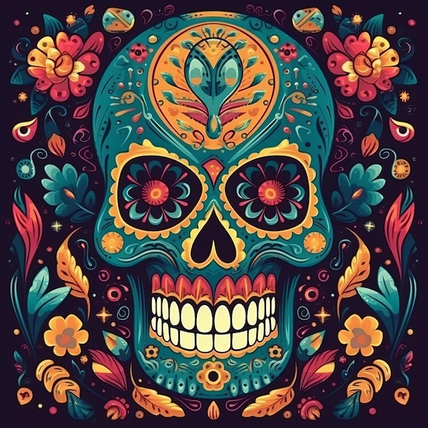 Colorful Skull for Cinco de Mayo and Day of the Dead