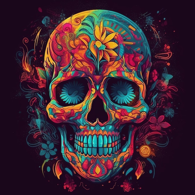 Colorful Skull for Cinco de Mayo and Day of the Dead