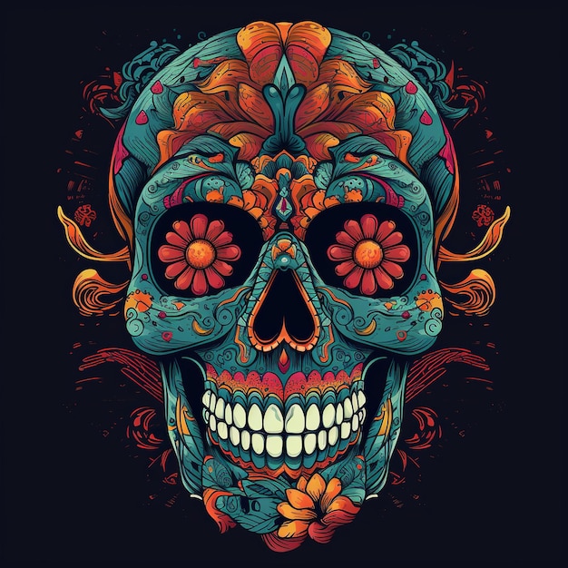 Colorful Skull for Cinco de Mayo and Day of the Dead