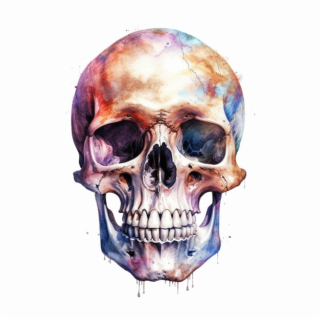 A colorful skull with a black nose and a black nose.