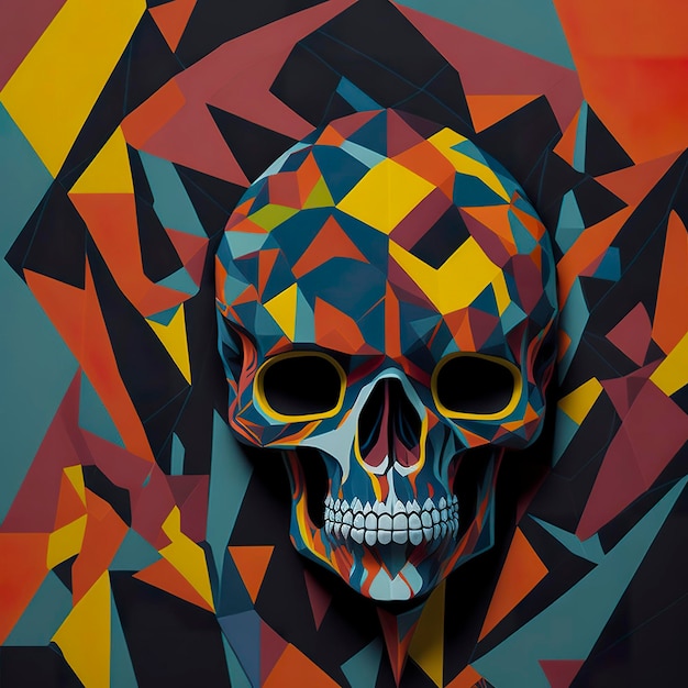 Photo a colorful skull with a colorful pattern on it