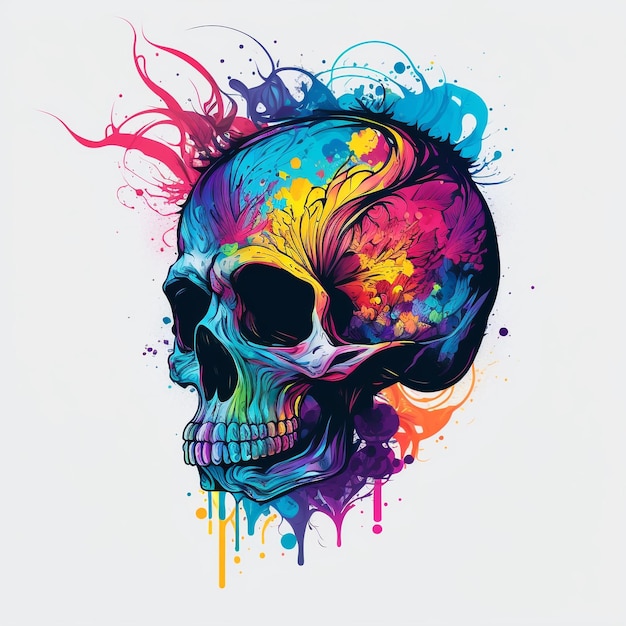 A colorful skull with a colorful skull on it.