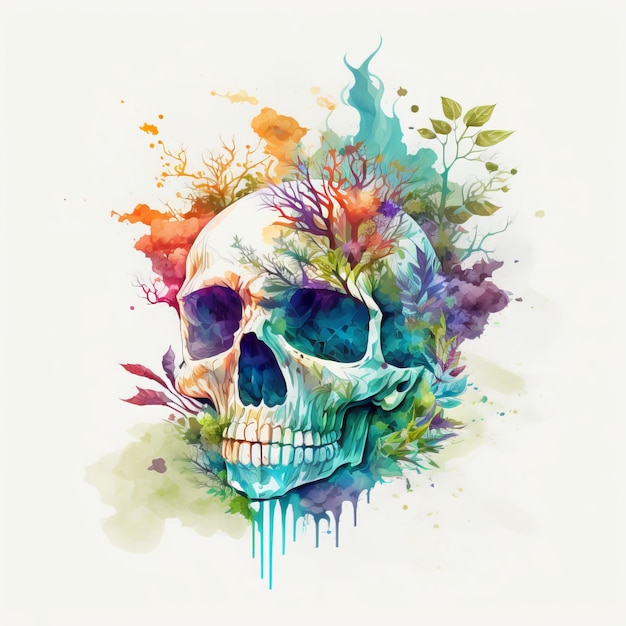 A colorful skull with a skull in the center.