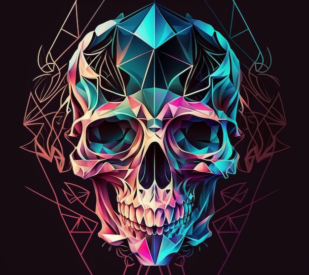 Colorful skull with a triangle on the front