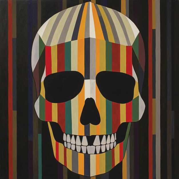 A colorful skull with a white skull on it