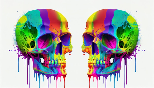 A colorful skull with the word skull on it