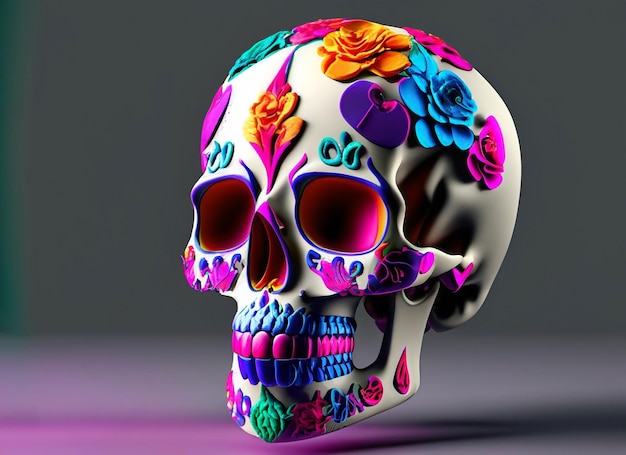 colorful skulls arrangement high angle