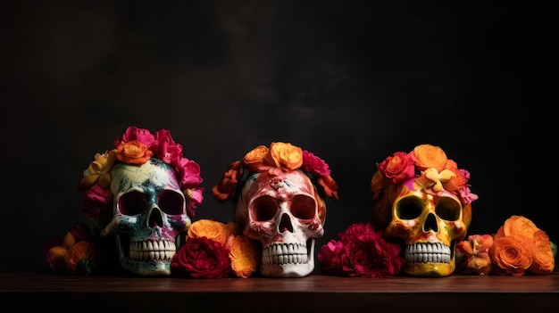 Красочные черепа для Синко де Майо и Дня мертвых